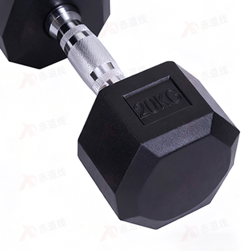 赤道线 六角哑铃举重练臂铸铁哑铃家用健身器材商用男士运动包胶哑铃20KG/对 CDX-1009S-YLL20高清大图