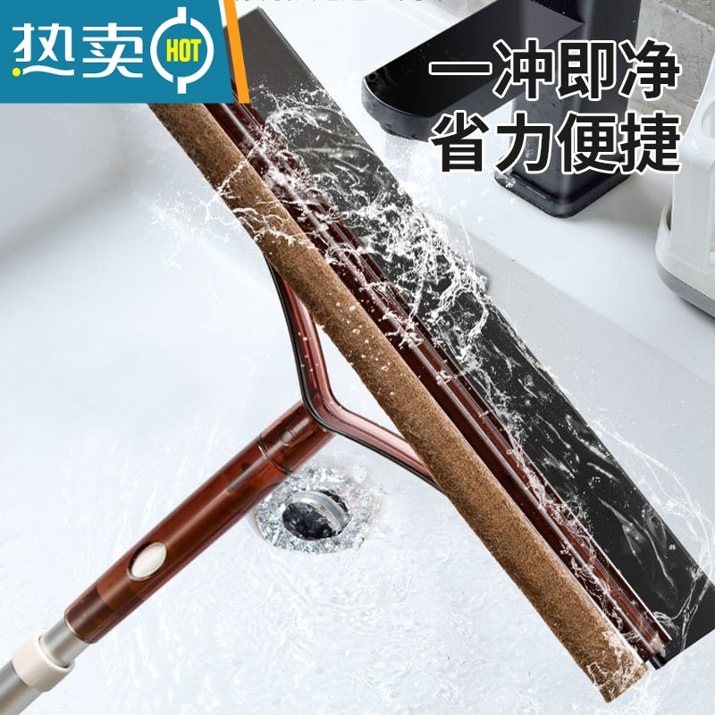 敬平擦玻璃器家用高层刮水板清洁工具刮水器双面擦窗外窗户保洁专用 [伸缩1.6米]中号窗擦+清洁片5包+收纳挂架高清大图