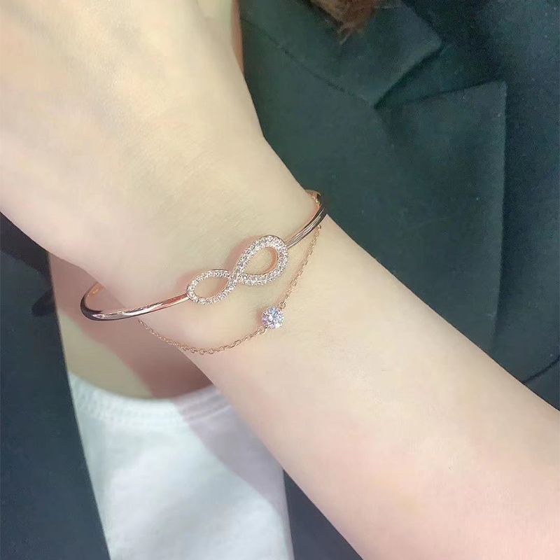 施华洛世奇(SWAROVSKI) 玫瑰金色无限爱双层手镯5518871