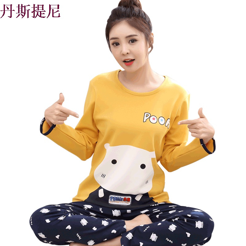 睡衣女秋冬款长袖纯棉春秋季韩版甜美可爱女士全棉上下家居服套装