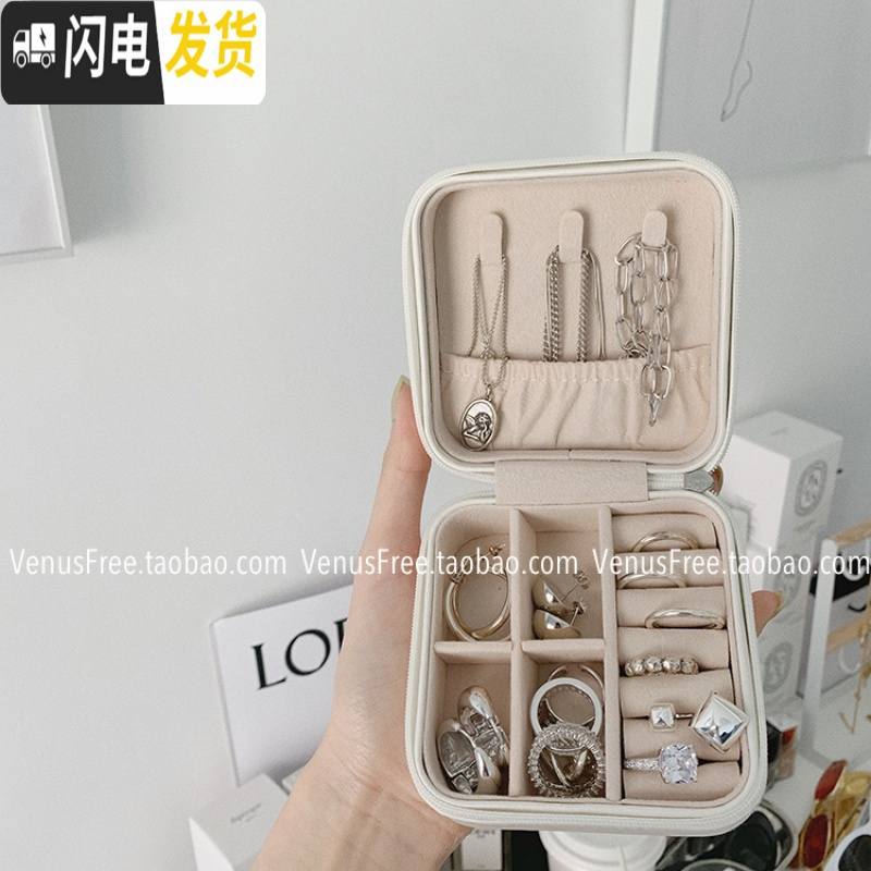 三维工匠VF定制简约ins风黑白两色豆腐块随身首饰盒包收纳旅行韩国欧美极高清大图