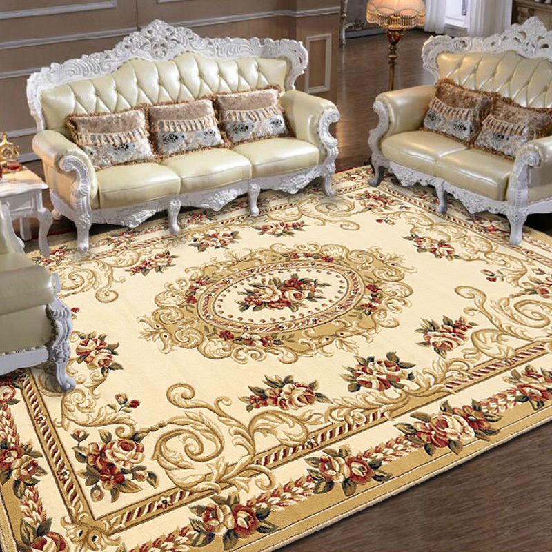 家柏饰(CORATED)手工花欧式地毯客厅茶几卧室美式轻奢新古典沙发家用地毯 1255W米驼色 加厚立体雕花2米x2.4米