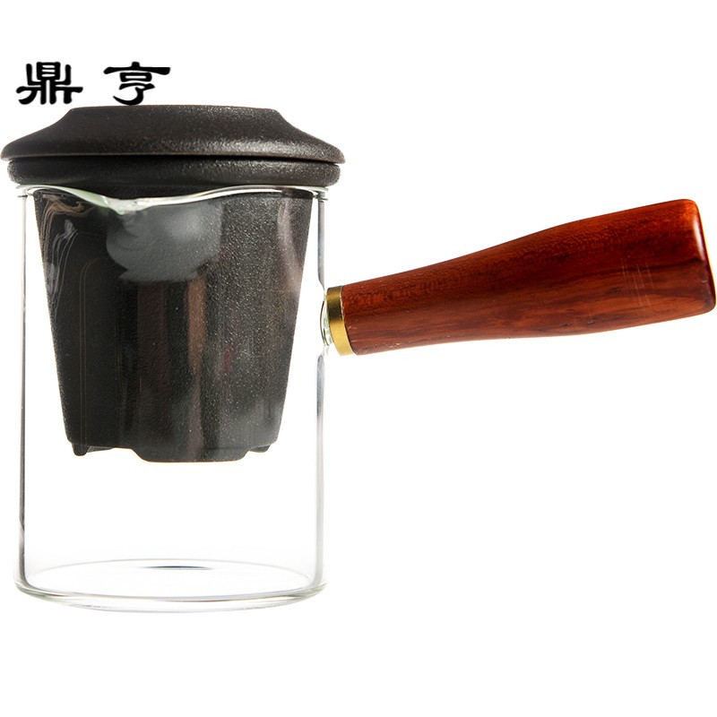 鼎亨 家用茶杯红茶泡日式仿古黑陶玻璃侧把壶功夫茶具耐热泡茶壶