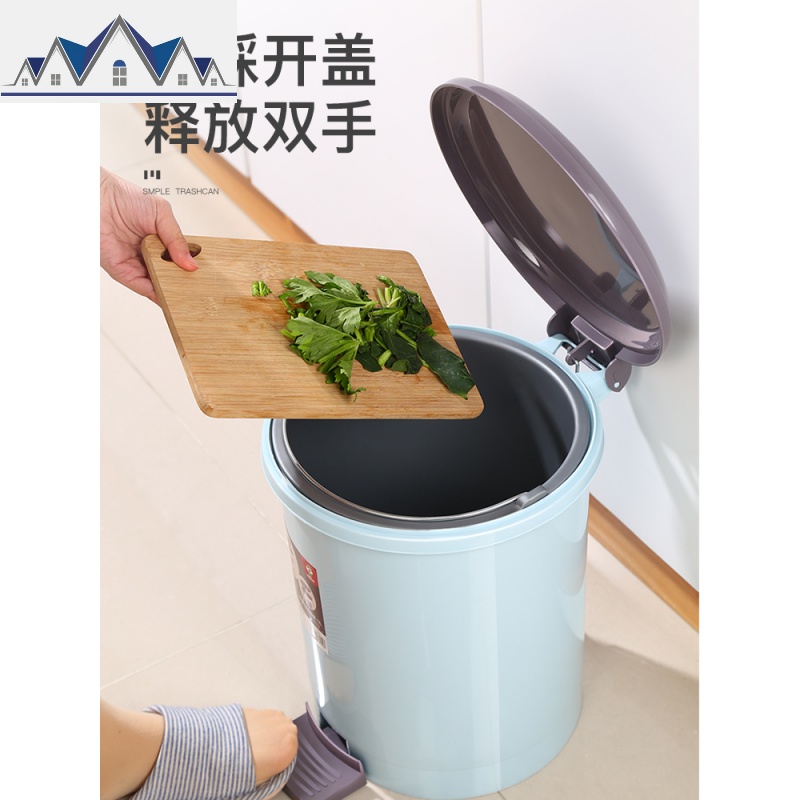 垃圾桶家用带盖客厅创意有盖卫生间厕所大号厨房脚踏式分类拉圾筒 三维工匠高清大图