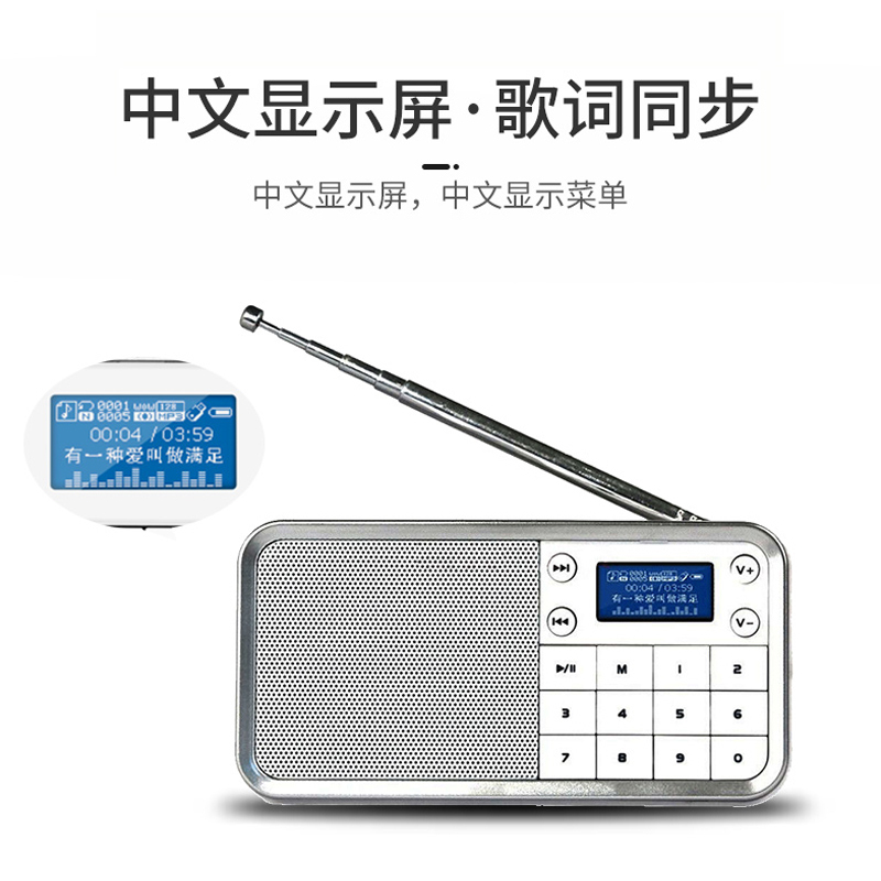 熊猫DS-186/176插卡音箱便携式随身听老人充电迷你插卡TF卡老年人晨练散步MP3收音机半导体迷你音响 白色