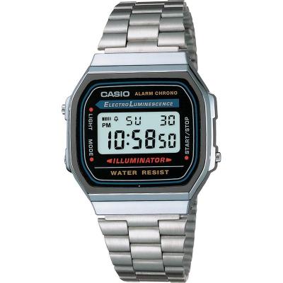 CASIO 卡西欧 男女表 数字不锈钢手链石英方块手表A168WA-1