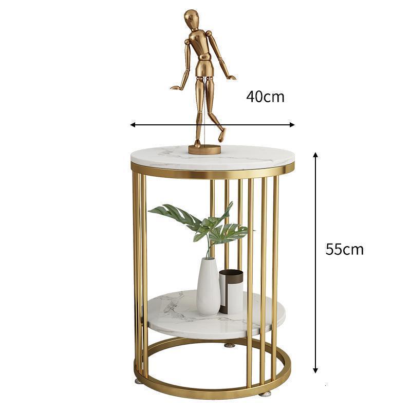 森美人北欧大理石边几现代简约沙发角几客厅卧室边柜轻奢小茶几床头边桌 金架【直径40*高55】双层