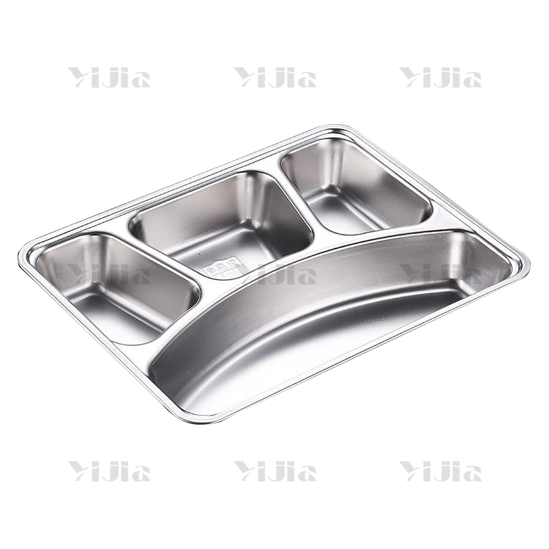翌嘉YJ40625049 304不锈钢分格餐盘食堂中式饭盘 深长四格高清大图