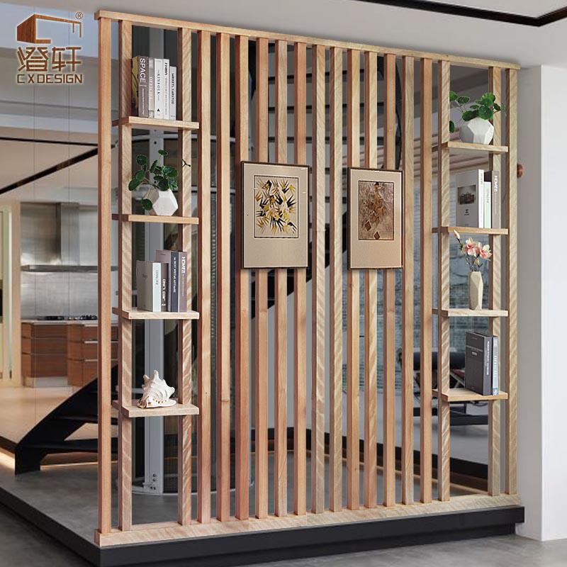 BONJEAN现代简约北欧实木竖条电视机背景墙储物壁柜客厅玄关木隔断高清大图