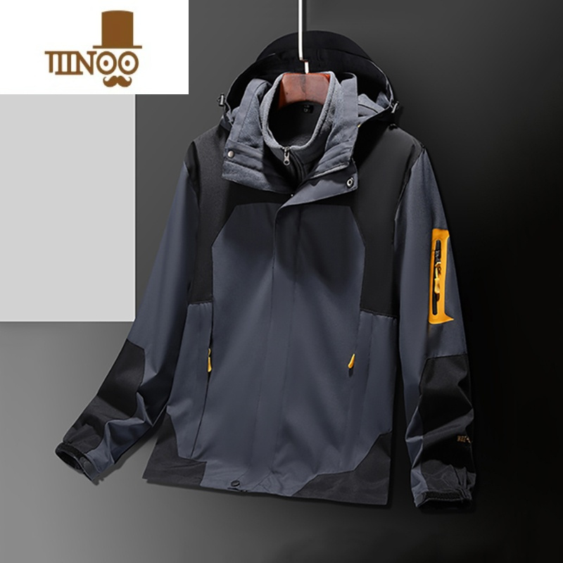 yanxu高端冲锋衣男士户外防水三合一可拆卸情侣登山服夹克女外套