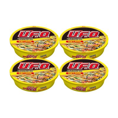 日清(NISSIN) UFO飞碟炒面 铁板牛肉124g/碗 4碗装 4碗装 速食 拌面 整箱 捞面 干拌面 方便面