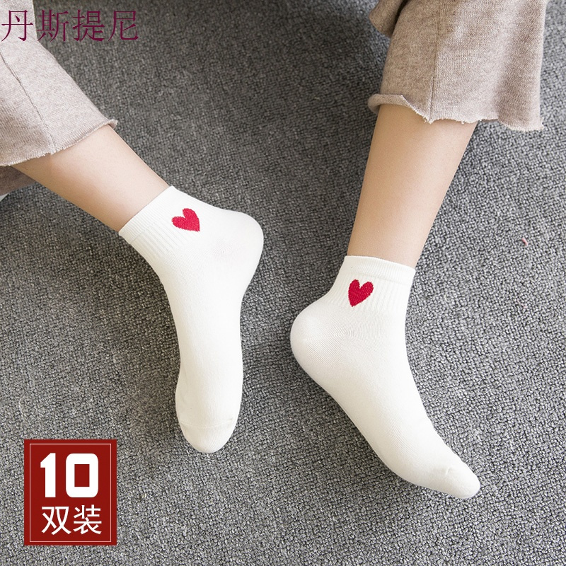 袜子女短袜夏季纯棉袜日韩风短筒棉袜白色女袜薄款运动防滑中筒袜