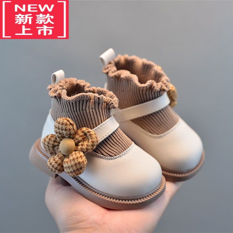 可莉允女童靴子秋冬女宝宝学步鞋短靴软底婴儿公主鞋小童鞋子加绒袜子靴图片