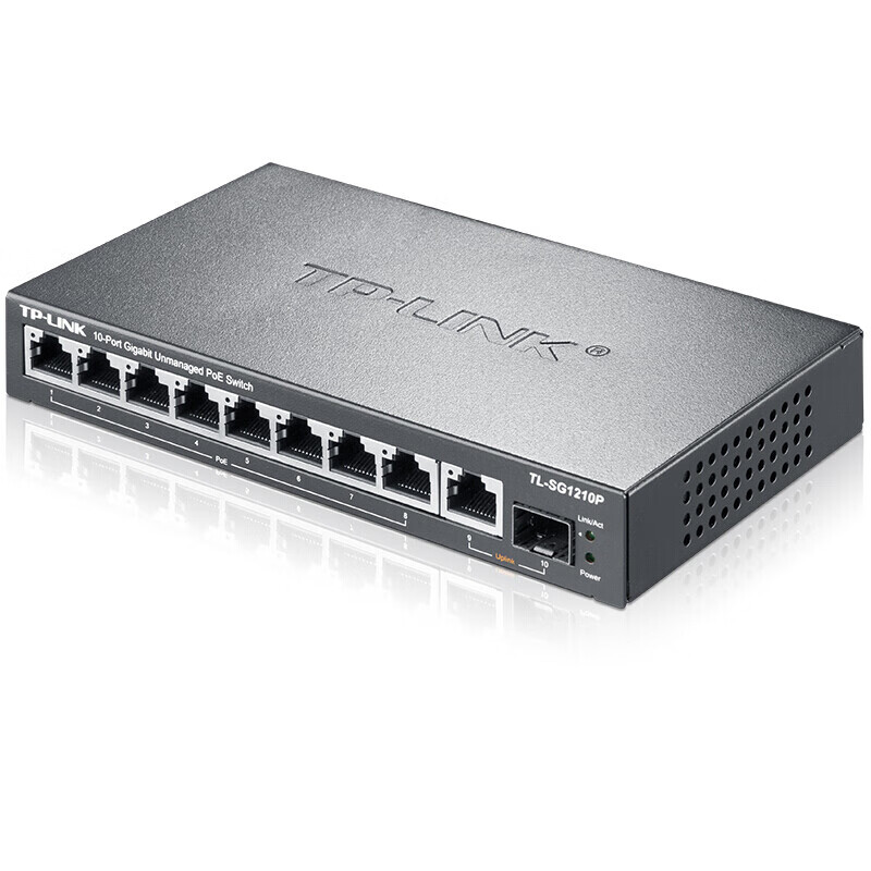 西陶 TP-LINK 全千兆8口POE交换机 商用企业级 安防监控 钢壳设计 网络网线分线器 TL-SG1210P高清大图