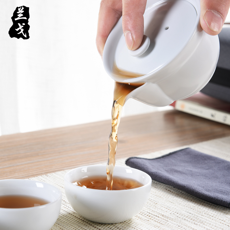 美帮汇德化白瓷旅行茶具套装家用小套收纳陶瓷茶杯便携包粗陶快客杯高清大图