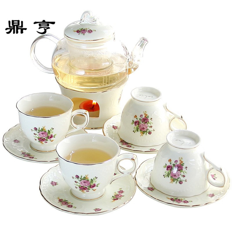 鼎亨英式下午茶茶具欧式煮水果茶壶套装加热玻璃家用泡红茶花