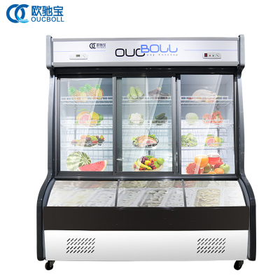 米推拉玻璃门麻辣烫点菜柜820升商用展示柜蔬菜保鲜柜双温3冷冻冷藏柜