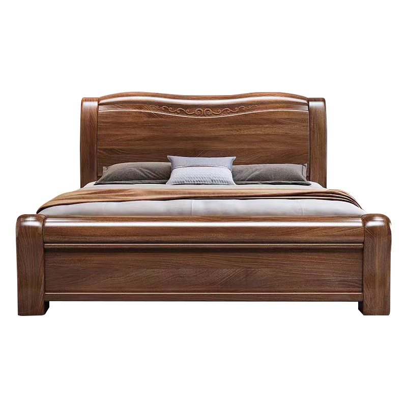 臻远ZY4022923胡桃木实木床1.8米双人床高清大图