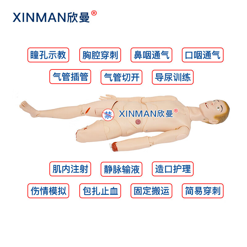 欣曼科教 开放性伤口止血包扎模拟人 战创伤救治技术训练人体模型XM-ZXTC高清大图