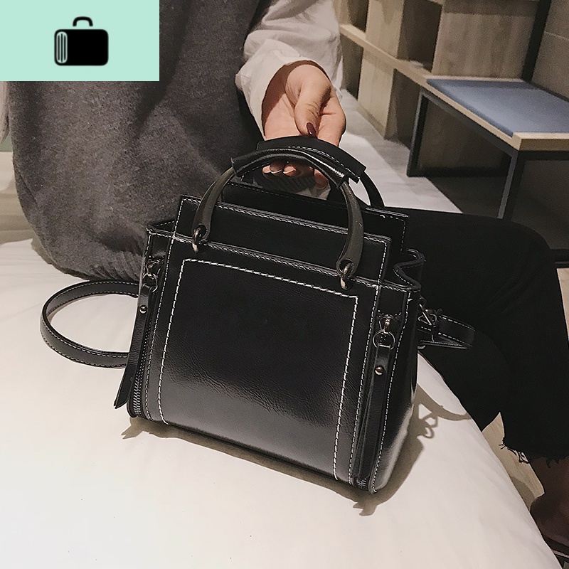 高级感手提包网红小黑包质感单肩包包女2020新款潮百搭洋气斜挎包NEWLAKE高清大图