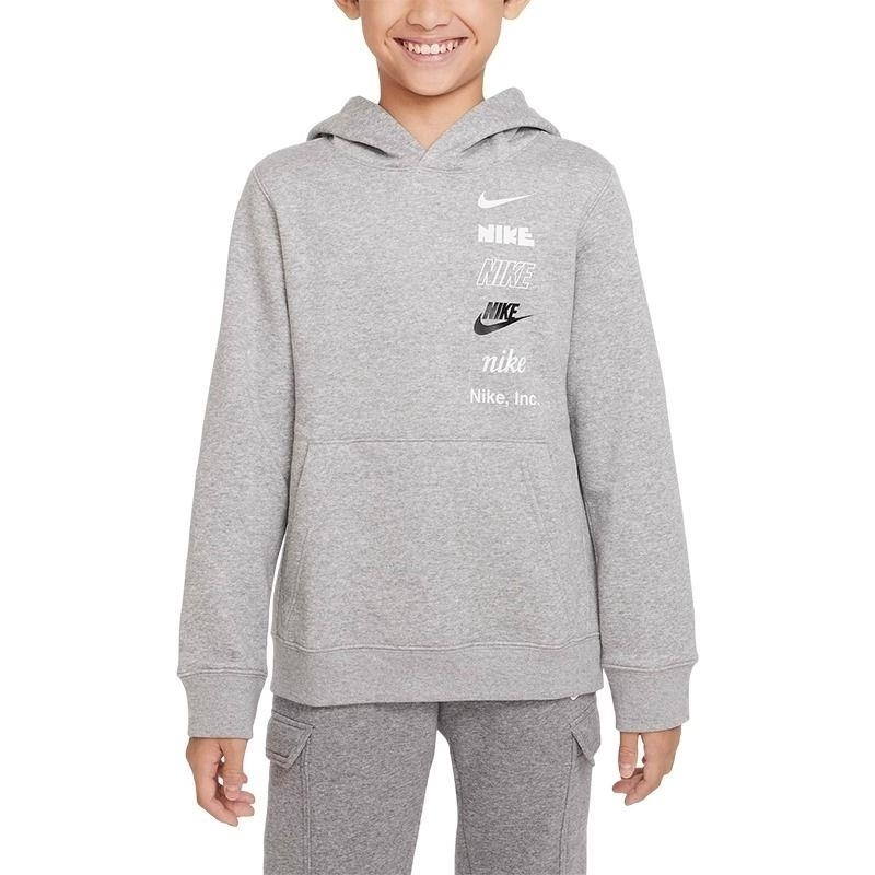 NIKE耐克连帽卫衣运动休闲薄绒保暖针织大童套头衫DX5158-063 Z