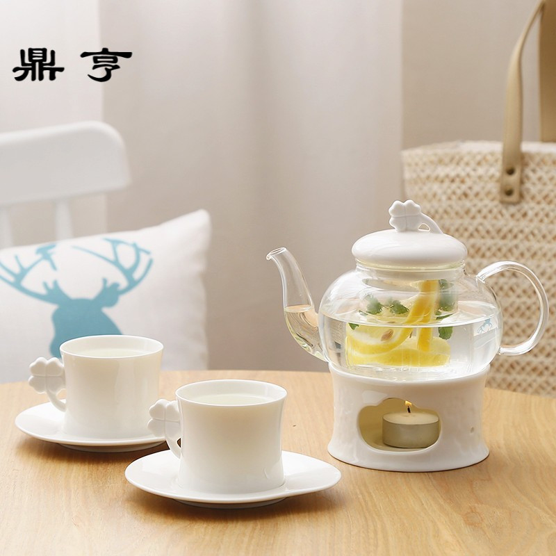 鼎亨北欧四叶花茶壶煮水果茶套装陶瓷玻璃下午茶花果茶茶具蜡烛