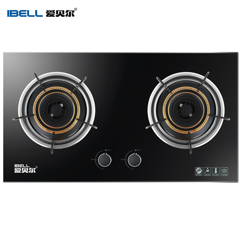 爱贝尔(IBELL) A-601嵌入式煤气炉 大火力双灶 猛火燃气灶台嵌两用灶 易清洁钢化玻璃纯铜款天然气