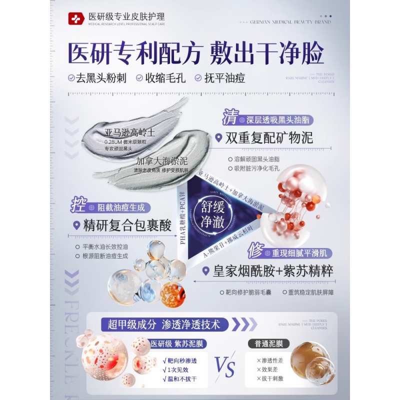 RUYI儒意净透控油去黑头泥膜130g高清大图