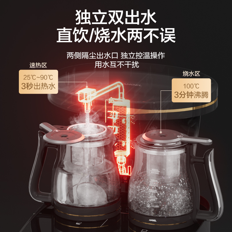 安吉尔茶吧机家用全自动智能变频下置水桶一体新款高端饮水机Y2696LK