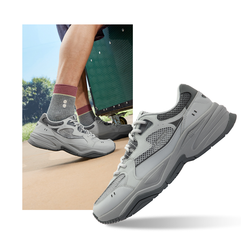 361°男鞋运动鞋新款男复古文化鞋672516765 光子灰/石墨灰 39码