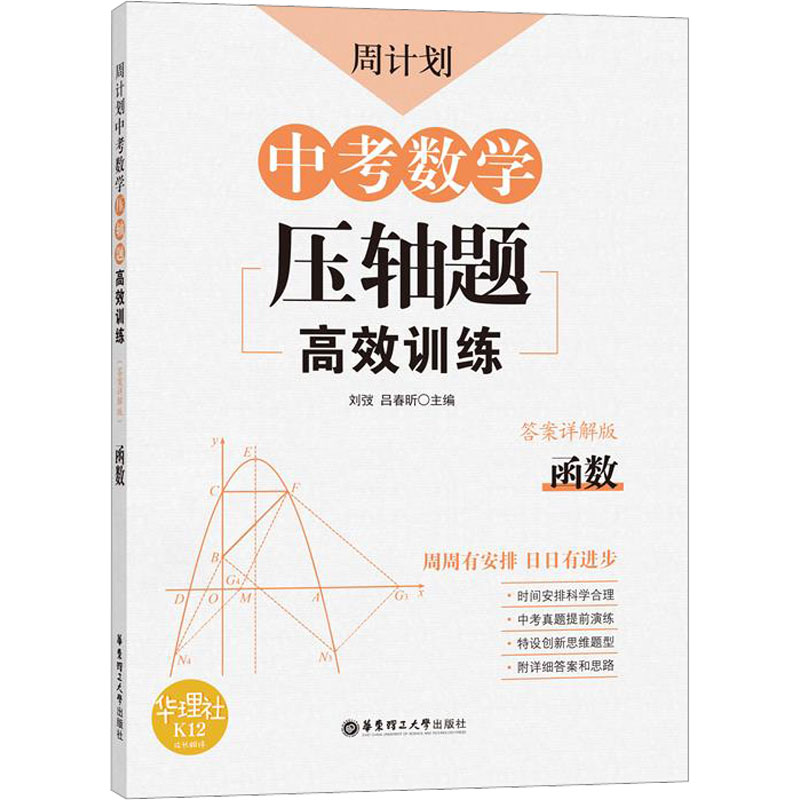 正版 周计划中考数学压轴题高效训练(函数) 初中数学函数专题 二次函数三角函数 九年级中考数学知识点4C77JW高清大图