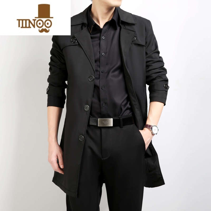 YANXU公务员风衣外套男中长款感行政夹克修身英伦风2023新款高清大图