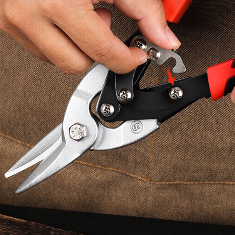 得力 省力左头航空剪铬钼钢(红)10寸[DL20031Z]高清大图