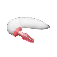 桃色缘 多款貂狐狸猫尾硅胶后庭菊花塞金属肛塞 sm情趣用品男女用器具SM夫妻调情另类调教成人性玩具 白狐尾硅胶版_160