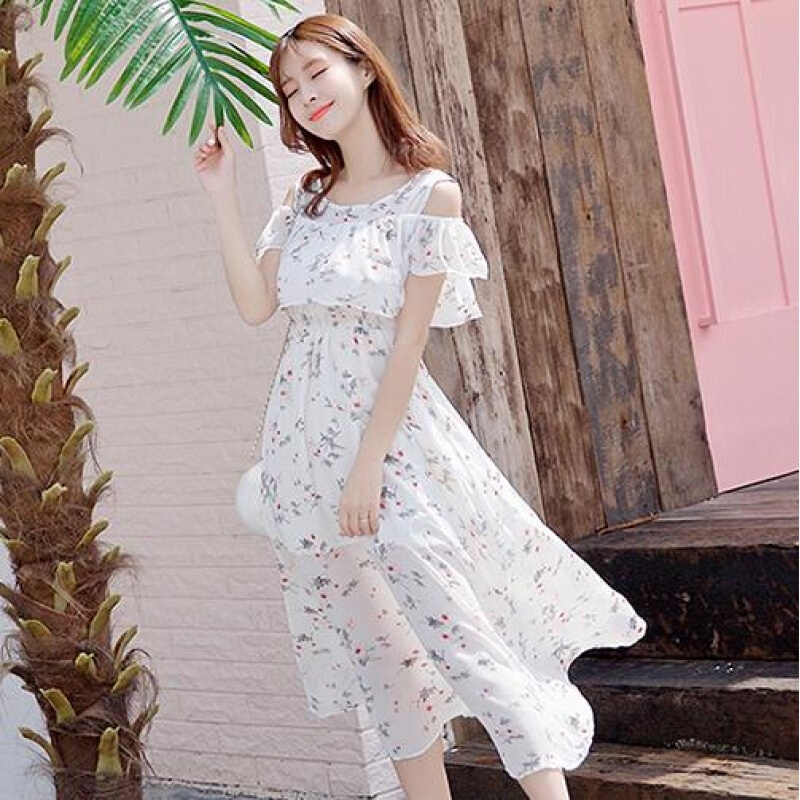 雪纺连衣裙2018夏季新款少女及踝长裙女学生小清新碎花中长款裙子