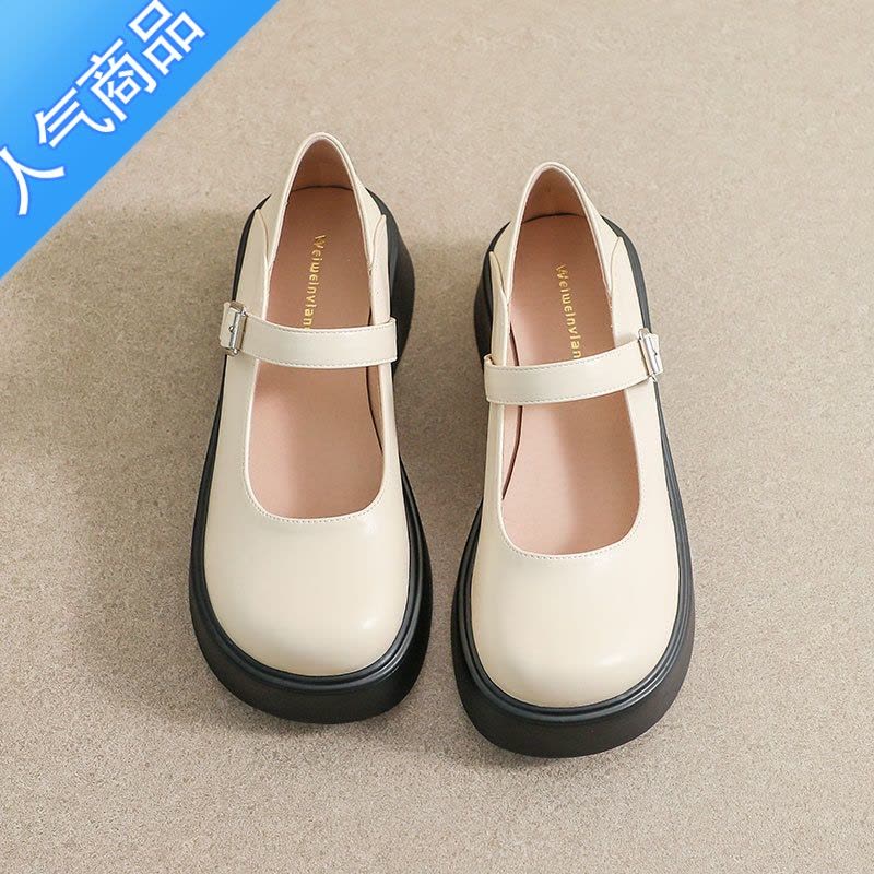 SUNTEK甜酷玛丽珍小皮鞋女夏2023新款百搭单鞋厚底乐福鞋大码女鞋41一43图片