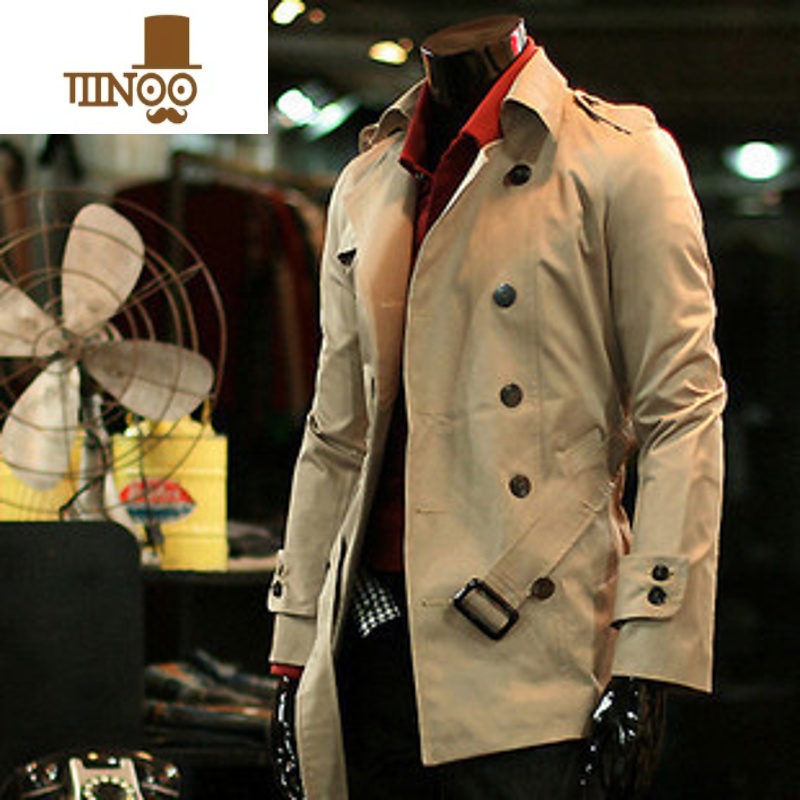 YANXU2023新款男士风衣短款青年商务休闲帅气英伦修身大衣夹克外套高清大图