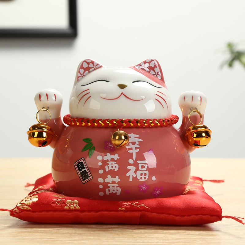 猫摆件开业送礼陶瓷储蓄罐 店铺居家装饰办公创意礼品存钱罐 三维工匠 4.5金运万福_265