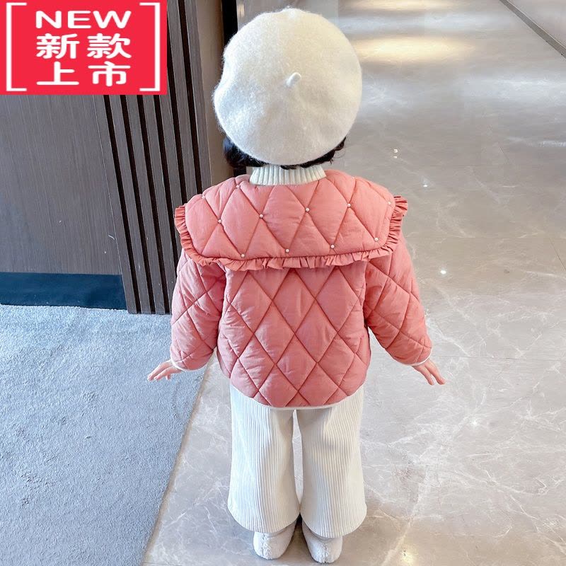 可莉允女童冬款加厚棉服女宝宝洋气娃娃领棉袄秋冬时髦韩版上衣外套冬装图片