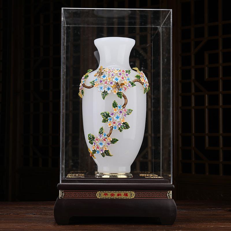 美帮汇平安玉石花瓶摆件别墅客厅高端小区酒店宾馆室内办公室装饰品高清大图