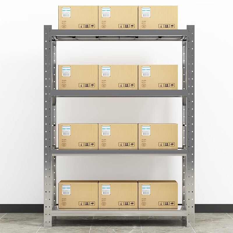 鑫金虎 304不锈钢1.5m货架承重300kg/层收纳置物架四层仓储超市货架1500*500*2000mm高清大图