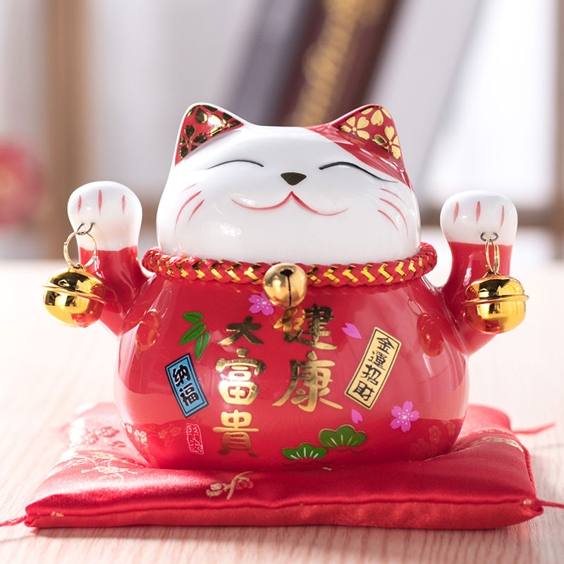 猫存钱罐家用摆件开业客厅小号储蓄收银台创意陶瓷日本发财猫 三维工匠 4.5小红猫猫高清大图