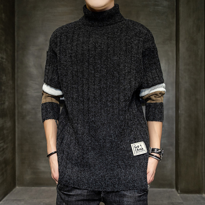 伊夫狼爪yifulangzhua秋冬新男士套头宽松毛衣潮流男高领韩版休闲长袖