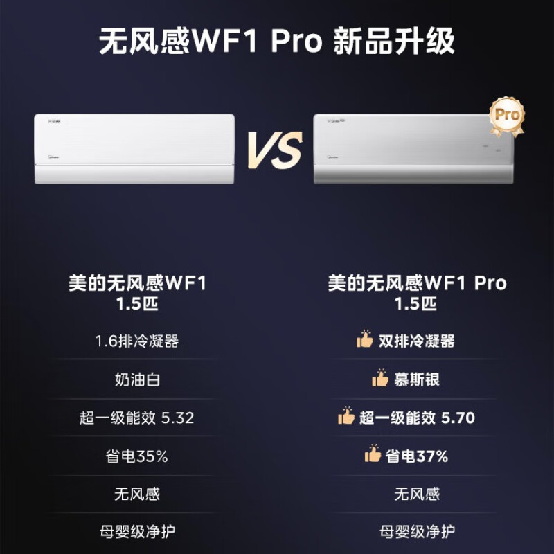 美的空调 无风感Pro 大1.5匹 空调挂机 家电国家补贴20%空调 以旧换新 静音省电 KFR-35GW/N8WF1P