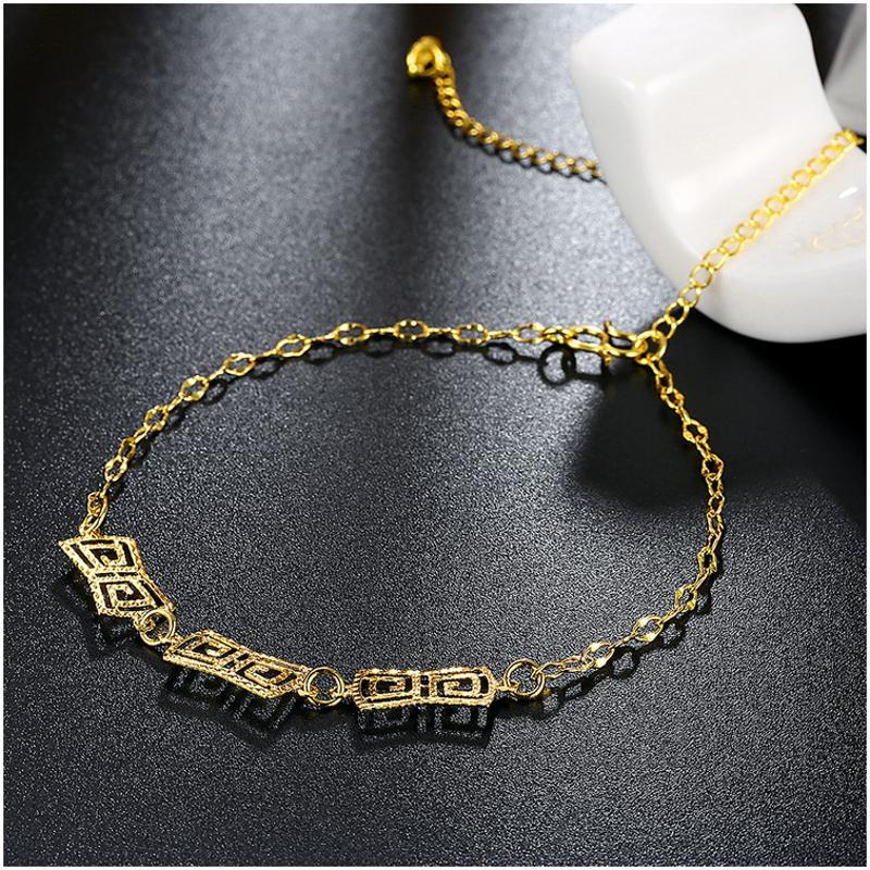 A040-A Women 18K yellow gold anklet jewelry 镀黄金色女脚链潮