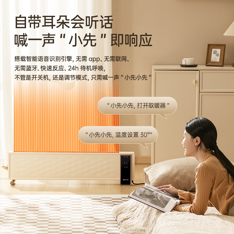 新品先锋石墨烯踢脚线电暖器语音家用取暖器客厅浴室暖风机电暖气DTJ-YY1R高清大图