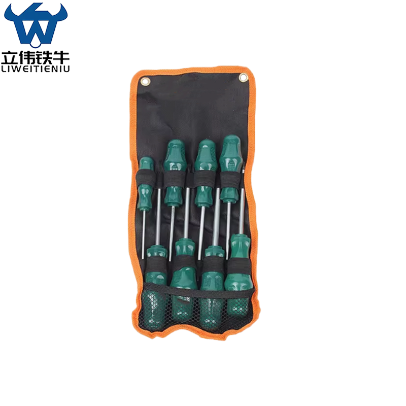立伟铁牛绿胶炳螺丝刀米字八件套/套高清大图
