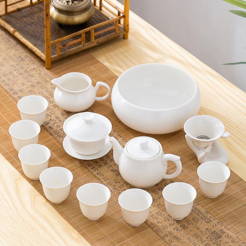 HAOYANGDAO羊脂玉瓷功夫茶具套装整套潮汕工夫茶具简约家用茶道茶杯盖碗茶壶茶具 罗汉杯*6(厚胚大杯容量40)
