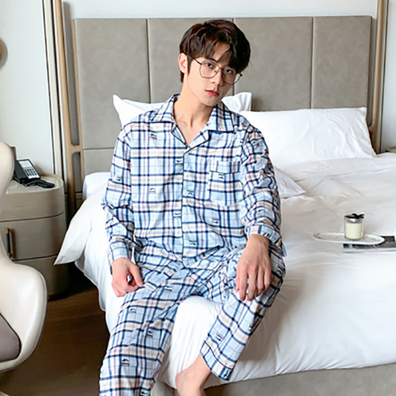 睡衣男士春秋款棉质长袖2022年新款男款可外穿薄款家居服套装莎丞