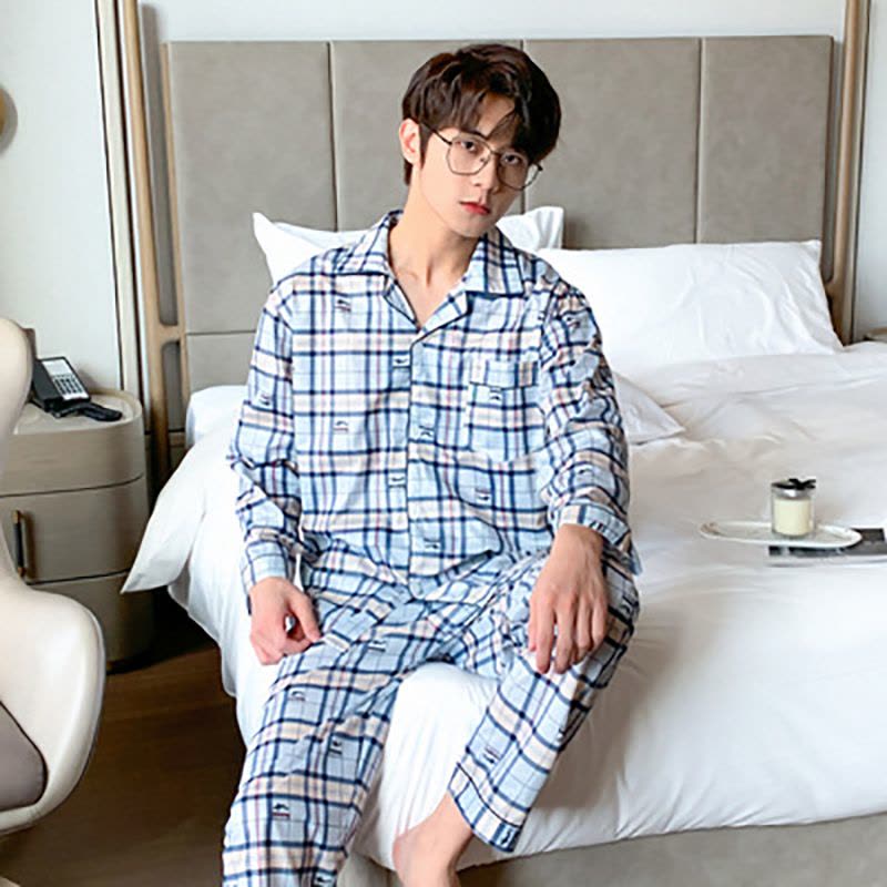 睡衣男士春秋款棉质长袖2022年新款男款可外穿薄款家居服套装莎丞图片